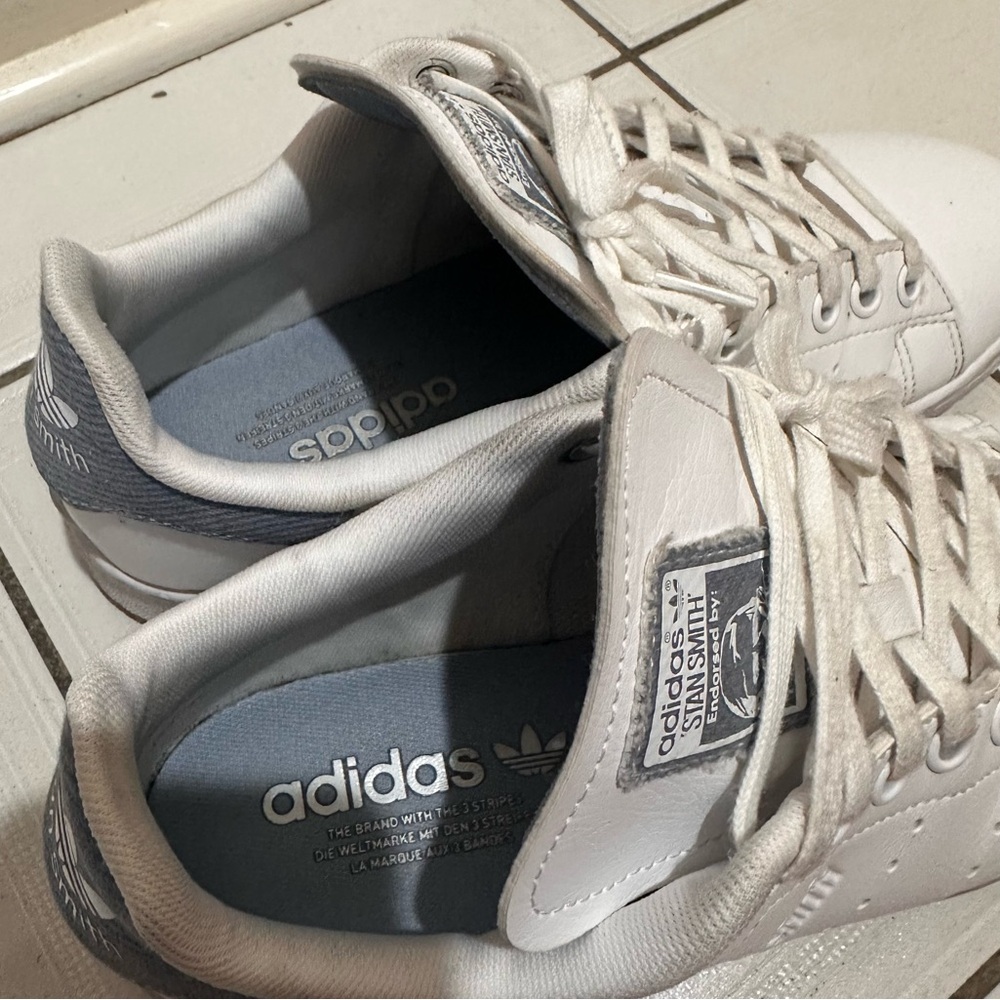 Adidas Stan Smith white and blue denim sneakers - Picture 7 of 11